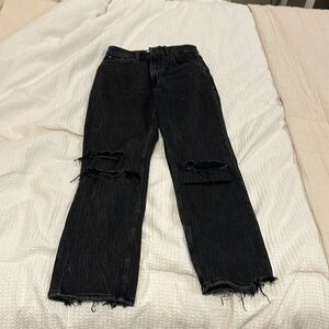 Abercrombie black distressed high waist ankle jean (curve love)